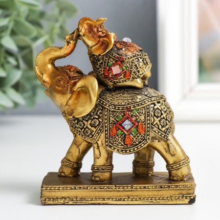 Souvenir Polystone "Elephant on the Slonia" on the standing of bronze 8x4x10 cm-3