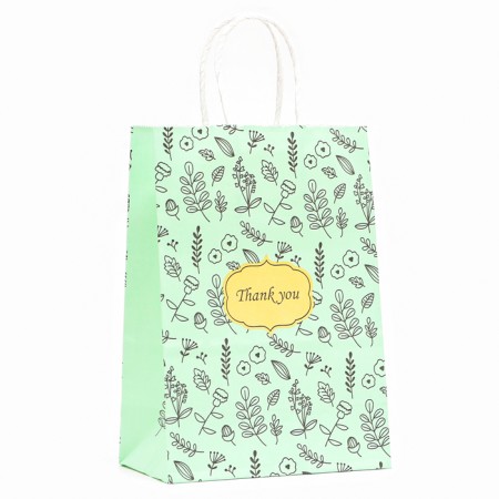 Crafts, green package, "thank you" 21 x 15 x 8 cm