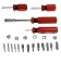 Screwdrivers with a set of bits and scrap heads, plastic handles, 23 objects