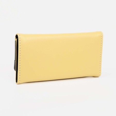 Women's wallet on Magnet, department for bills, for cards, for coins, yellow color-1
