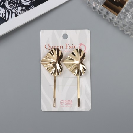 Invisible hair "Bente" (set 2 pcs) heart, 6 cm, gold-2