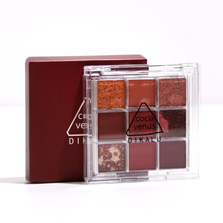 Professional palette of eyelid shadows with glitter, 9 colors-5