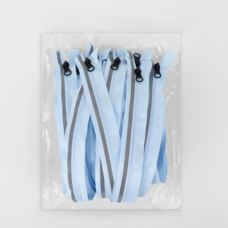 Lightning "Spiral", with a reflective strip, No. 5, detachable, automatic lock, 80 cm, blue color-2