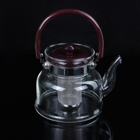 A glass teapot with a metal sieve "Flower Fantasy", 1 liter-3