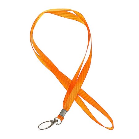 Badge tape width-9 mm, length-80 cm with a wide metal carbine, orange-2