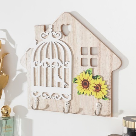 Hooks decorative wood "house with a bird cage" 3.8x29.5x26 cm