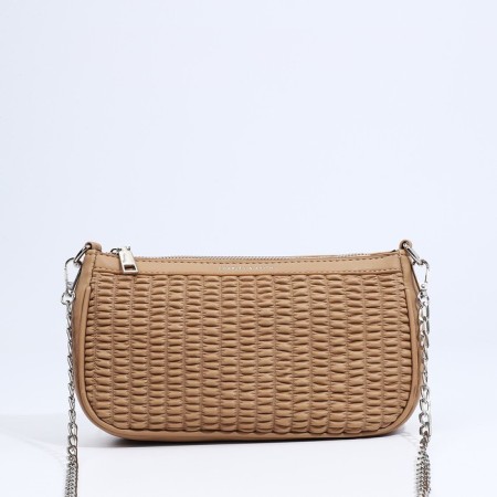 Baget Baget with zipper, long belt, beige color-2