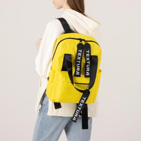 Backpack - youth bag from a lightning textile, 3 pockets, textura, yellow color-5