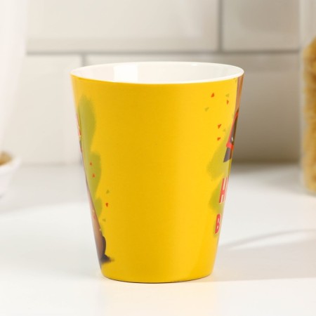 Ceramic ceramic mug "Be bolder", 300 ml, yellow color-1