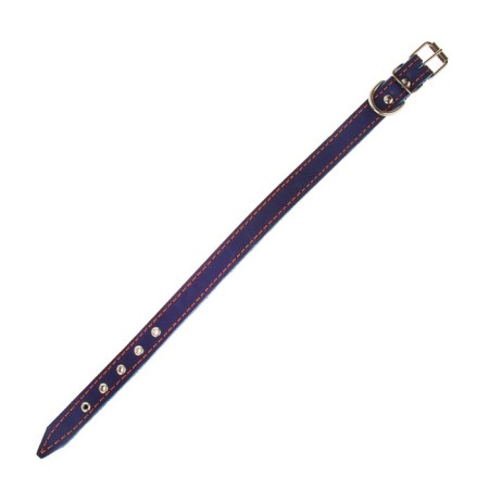 Leather collar on synthetic winterizer, 46 x 2 cm, Osh 25-35 cm, blue-2