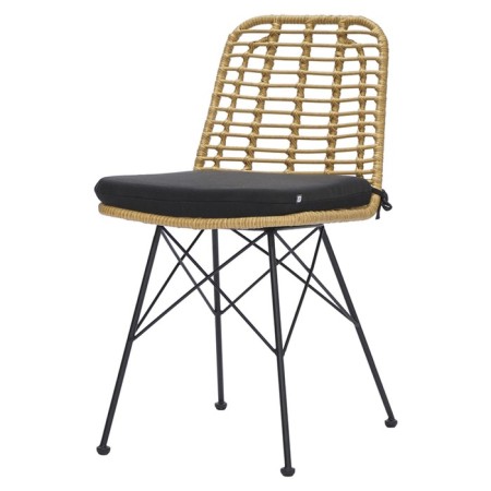 Vetle Flat chair 420 × 560 × 810 mm, artificial rattan, beige color / black-2