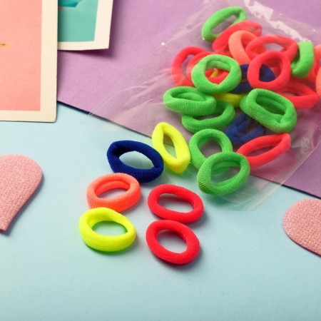 Hair elastic band “Chosenka” (set 30+-1 pcs) D-1,4 cm assorted, Mix bright