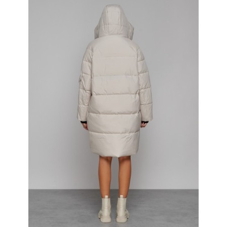 Coat insulated winter female, size 44, beige color-3