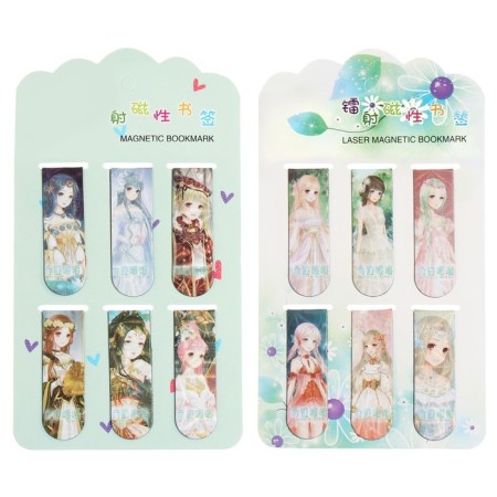 A set of magnetic bookmark for books Calligrata 6 pieces, "anime", mix-1