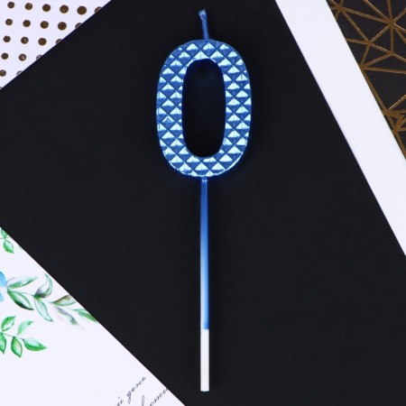 Candle for the cake, number “0”, blue, 4 x 13 cm.-4