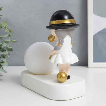 Souvenir Polystone Light "Baby in a black hat, with a gold bubble at the ball" 16.5x8x16 cm-2