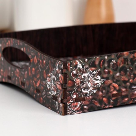 Tray with handles "Breakfast", wooden, 30x20x4.5cm-3