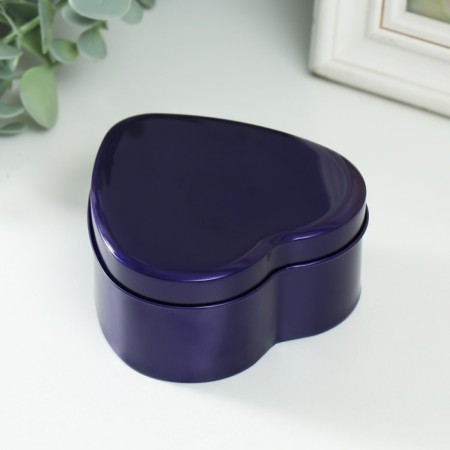 Casket Metal for a candle "Heart. Metallic" Violet 9.5x9x4.5 cm-3
