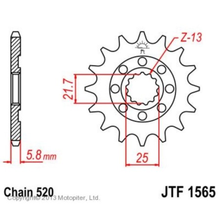 Leading star, jt 1565.12, chain 520, 12 teeth
