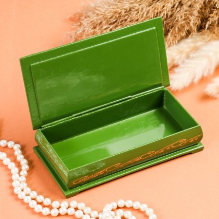 Casket - a bill "Bouquet of flowers", green, 8.5 × 17 cm, lacquer miniature-1
