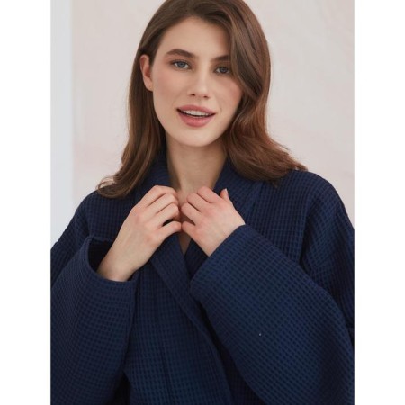Unisex bathrobe Pamira, size m, blue color-5