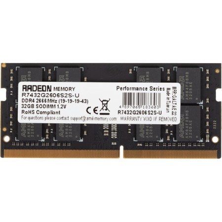 Memory module DDR4 32GB 2666MHz R7432G26S2S -U RADEON R7 RTL PC4-21300 CL19 SO-Dimm 260-PIN 1.2V-3