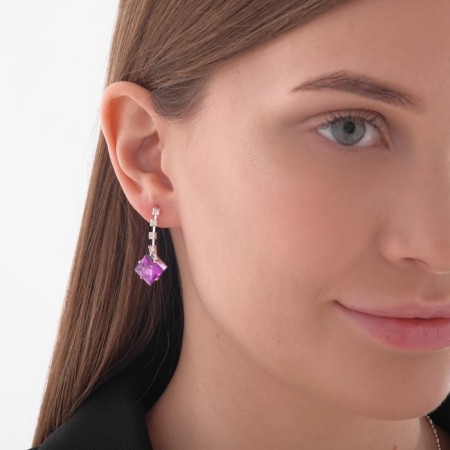 Set 2 objects: earrings, necklace "Light flirting", rhombics, color mix, 45 cm-2