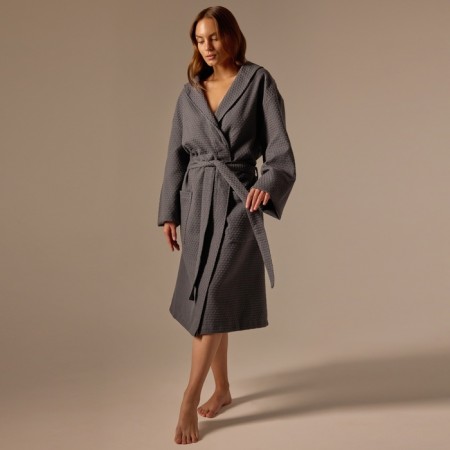 WAFEL Women's bathrobe SL Home: Waffle "Grig Sandre", size S, 100% cotton, 320 g/m2-5