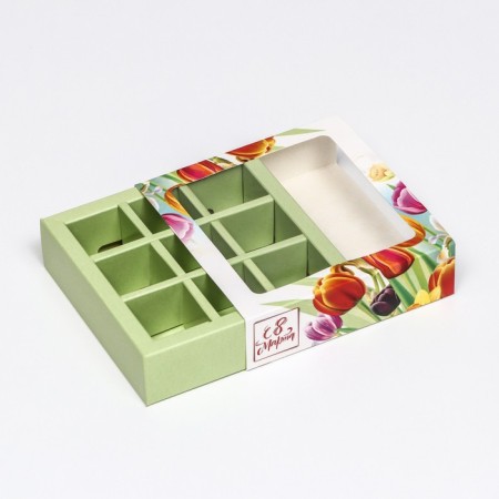 Box for 9 sweets with a shell "since March 8", 13.7 x 13.7 x 3.5 cm-2