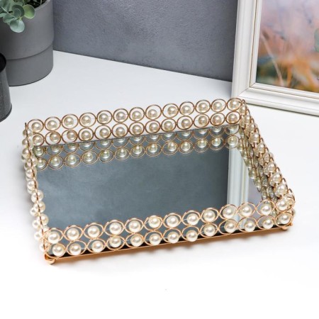 Interior stand for candles with a "pearl" mirror 5.5x23x30 cm-1