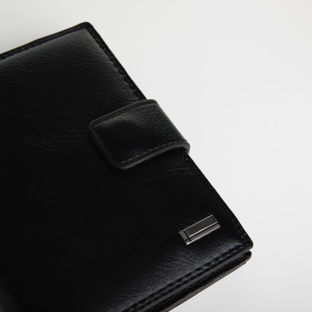 Male purse on magnet 3 in 1, department for auto documents, passports, black color-3