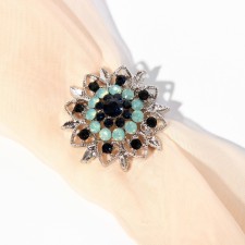 Clip for a scarf “flower” elegant, the color of blue-blue in silver