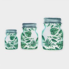 A set of packets for storing bulk products of the shares “Leaves”, fastener Zip-Lock, 3 pcs, 15 × 10 cm, 20 × 13 cm, 24.5 × 16.5 cm, green color