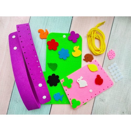 Designer made of felt "handbag with icons"-3