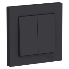 Switch SE AtlasDesign, 10 A, 2 keys, assembly, CC. 5, carbon color