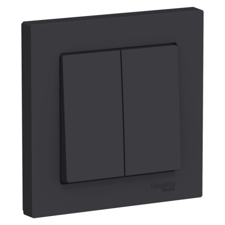Switch SE AtlasDesign, 10 A, 2 keys, assembly, CC. 5, carbon color