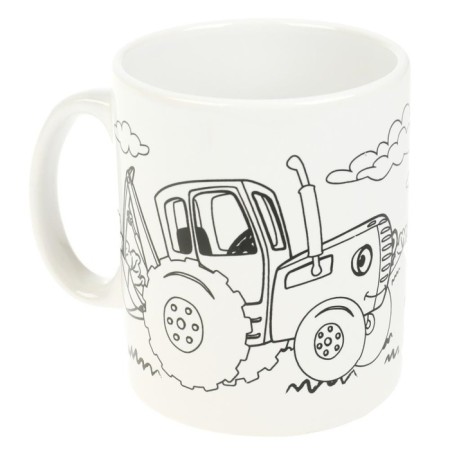 Set for creativity, mug for the painting "Blue Tractor" (paints, brush)-1