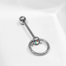Piercing in the navel “Ring”, l = 3.4 mm, d = 1 mm, rainbow color in silver