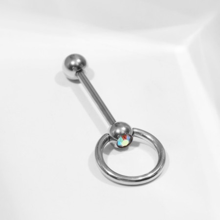Piercing in the navel “Ring”, l = 3.4 mm, d = 1 mm, rainbow color in silver