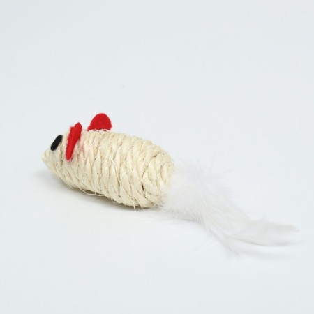 Toy for cats "Sizaley Mouse Malaya" with a fur tail, 5.5 cm, white-2