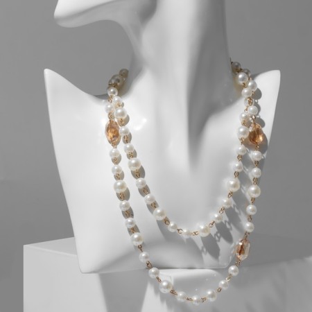 Beads with pearls "Galance" ball No. 8.10, white color in gold, l = 80 cm