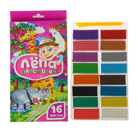 Globus plasticine "LOPA", 16 colors, 320 g
