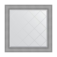Mirror with engraving in the baguette frame, silver chain mail 88 mm, 87x87 cm