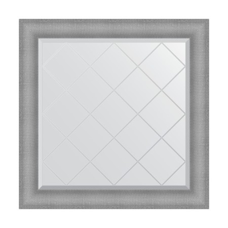 Mirror with engraving in the baguette frame, silver chain mail 88 mm, 87x87 cm
