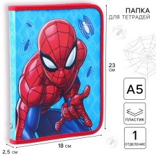 Plastic folder for notebooks A5, on a zipper, Spider-Man
