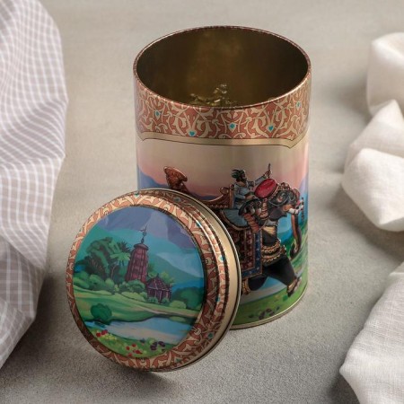 Bank with a lid for bulk products "Indian elephant", 1.1 l, 10 × 14.5 cm, round-1