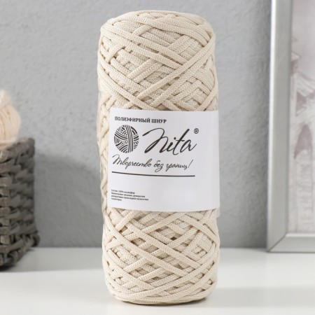 Knitting cord 100% polyester, width 3 mm 100m (ivory)