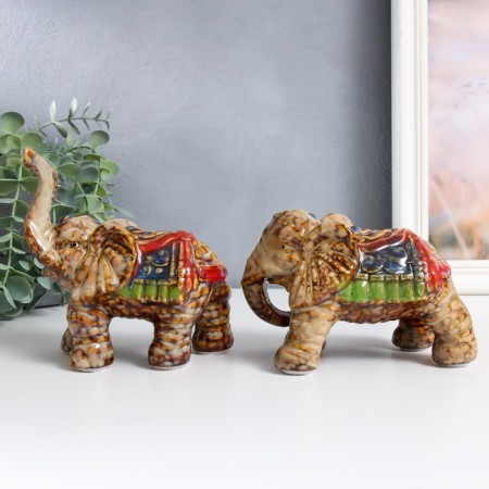 Souvenir Ceramics "Indian Elephants" set 2 pcs 8x14x10 cm 7.5x14x14 cm-3