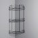 Bathroom shelf is an angular 3-tier, 19 × 19 × 41 cm, chromium color