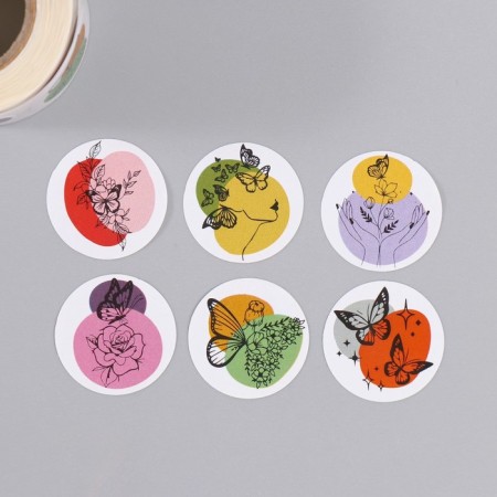 Stick Paper "Butterflies and flowers. Abstraction" d = 2.5 cm 252 pcs in the roll-3